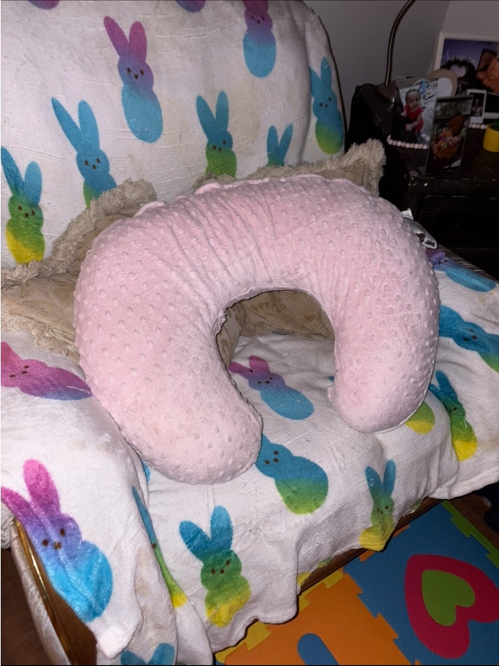Pink Plush Nursing/Support Pillow for Baby You Can Change The Pillowcase Cover